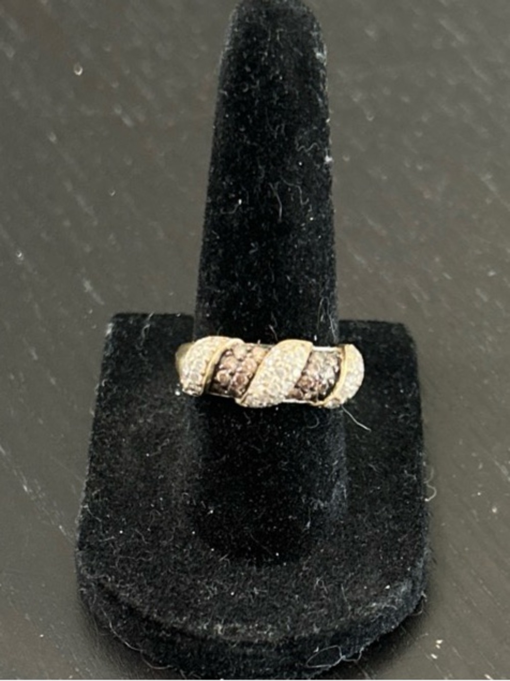 Vintage Le Vian .88 ct. White & Brown Diamond Twisted Ring in 14kt Yellow Gold